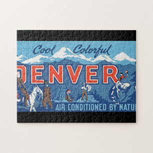 Cooles buntes Denver_Vintage Reise-Plakat Puzzle
