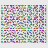 Cooles buntes Dinosaurier-Verpackungs-Papier Geschenkpapier (Flach)