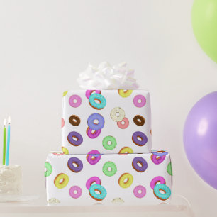 Cooles, buntes Donuts-Muster weiß Geschenkpapier
