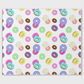 Cooles, buntes Donuts-Muster weiß Geschenkpapier (Flach)