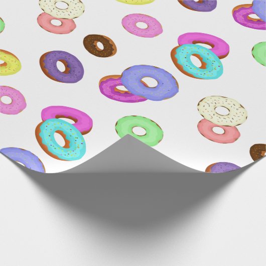 Cooles, buntes Donuts-Muster weiß Geschenkpapier (Ecke)