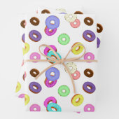 Cooles, buntes Donuts-Muster weiß Geschenkpapier Set (Beispiel)