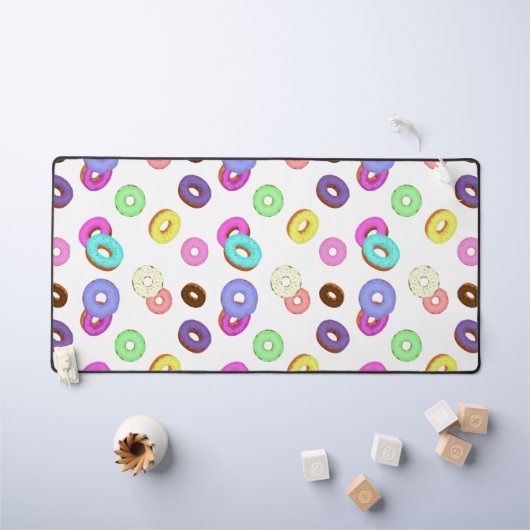 Cooles, buntes Donuts-Muster weiß Schreibtischunterlage (Kindertisch)