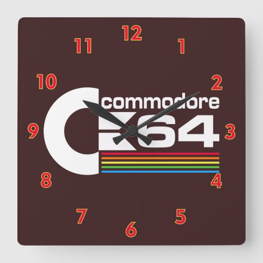Cooles C64-Computerlogo Quadratische Wanduhr (Vorderseite)