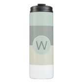 Cooles Calming-Streifen-Muster mit Monogramm Thermosbecher (Vorderseite)