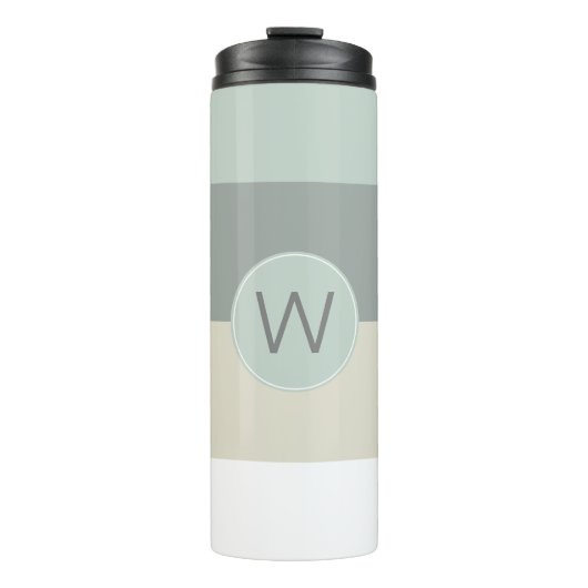 Cooles Calming-Streifen-Muster mit Monogramm Thermosbecher (Vorderseite)