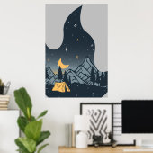 Cooles Camping Camper Feuer im Val Piora Poster (Heimbüro)