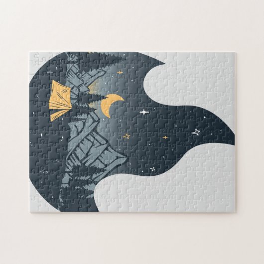 Cooles Camping Camper Feuer im Val Piora Puzzle (Horizontal)