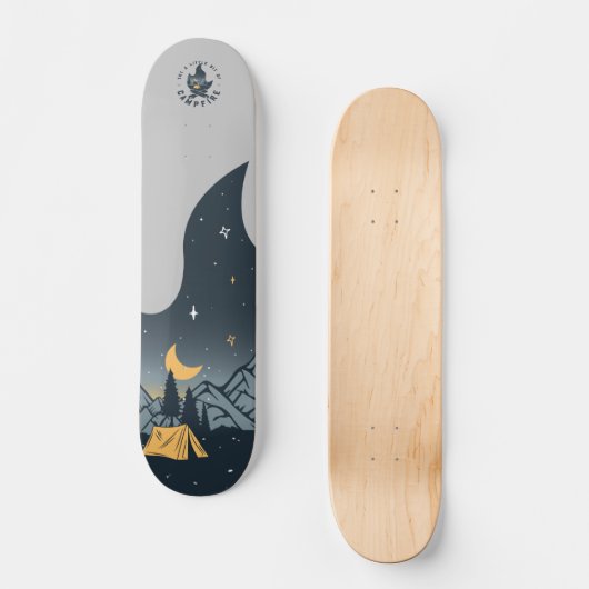 Cooles Camping Camper Feuer im Val Piora Skateboard (Vorderseite)