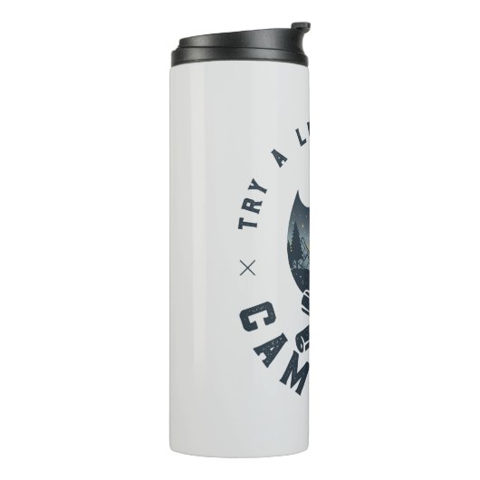 Cooles Camping Camper Feuer im Val Piora Thermosbecher (Nach links gedreht)