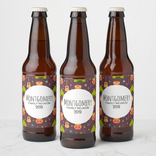 Cooles Camping Design Outdoorsy-Muster Bierflaschenetikett (Flaschen)