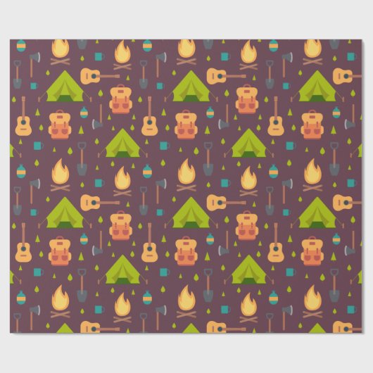 Cooles Camping Design Outdoorsy-Muster Geschenkpapier (Flach)