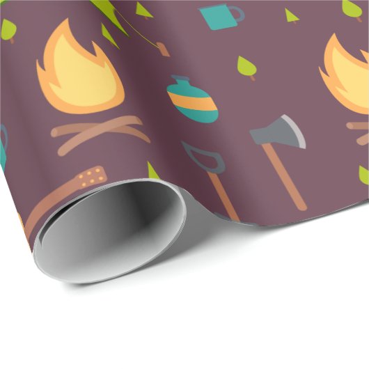 Cooles Camping Design Outdoorsy-Muster Geschenkpapier (Rolleneckpunkt)