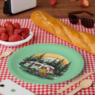 Cooles Camping liebt Party Pappteller
