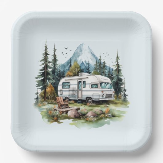 Cooles Camping liebt Party Pappteller (Vorderseite)