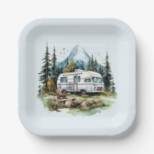 Cooles Camping liebt Party Pappteller (Vorderseite)