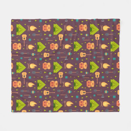 Cooles Camping Muster Außengestaltung Fleecedecke (Vorderseite (Horizontal))