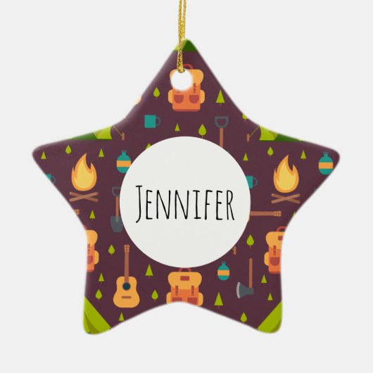 Cooles Camping Muster Außengestaltung Keramik Ornament (Vorne)