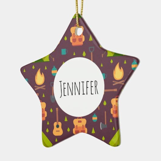 Cooles Camping Muster Außengestaltung Keramik Ornament (Links)