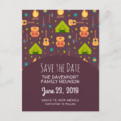 Cooles Camping Outdoorsy-Muster Save the Date Postkarte (Vorderseite)
