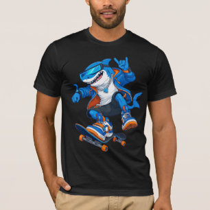 Cooles Cartoon-Hai-Streetwear-T-Shirt T-Shirt