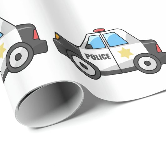 Cooles Cartoon-Polizei-Auto Geschenkpapier (Rolleneckpunkt)