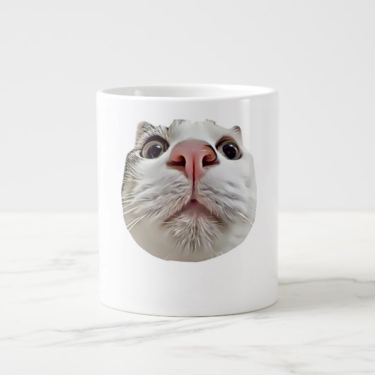 Cooles Cat Ball Gesicht Niedlich Funny Meme Jumbo-Tasse (Vorderseite)