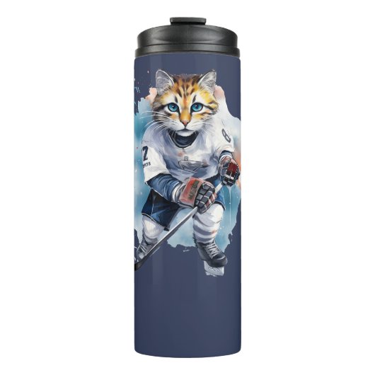Cooles Cat Ice Hockey Thermosbecher (Vorderseite)