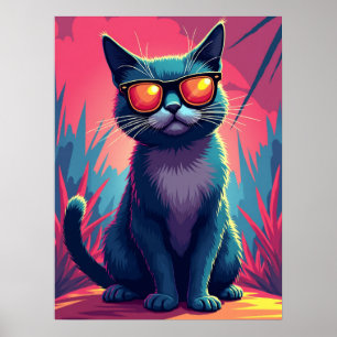 Cooles Cat Meme - Behandeln Sie es Sonnenbrille Po Poster