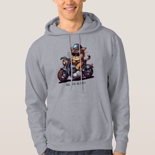 Cooles Cat Riding Motorrad Sind Sie bereit Hoodie (Vorderseite)