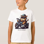 Cooles Cat Riding Motorrad Sind Sie bereit T-Shirt (Vorderseite)