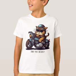 Cooles Cat Riding Motorrad Sind Sie bereit T-Shirt