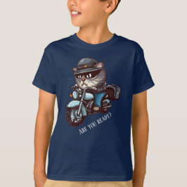 Cooles Cat Riding Motorrad Sind Sie bereit T-Shirt