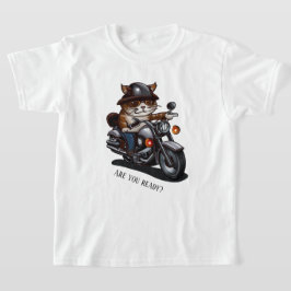 Cooles Cat Riding Motorrad Sind Sie bereit T-Shirt
