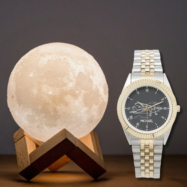 Cooles Cessna-Flugzeug und Wolken, Geschenk nach M Armbanduhr (Von Creator hochgeladen)