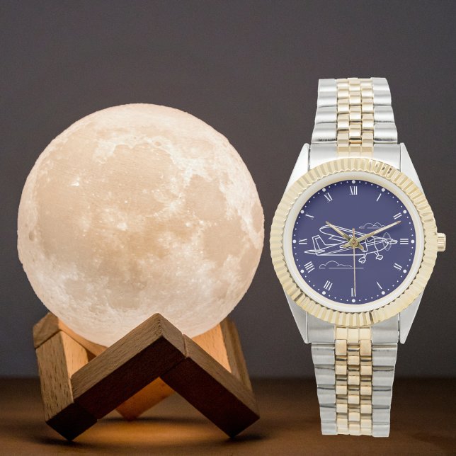 Cooles Cessna-Flugzeug und Wolken, Luftfahrt Armbanduhr (Von Creator hochgeladen)