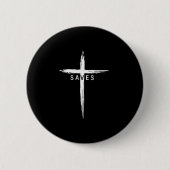 Cooles christliches Kreuz Jesus rettet Männer Frau Button (Vorderseite)