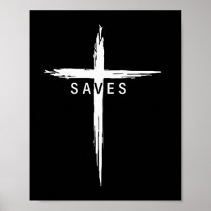 Cooles christliches Kreuz Jesus rettet Männer Frau Poster