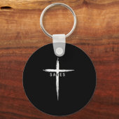 Cooles christliches Kreuz Jesus rettet Männer Frau Schlüsselanhänger (Vorderseite)