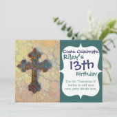 Cooles Christliches Kreuz-Mosaikmuster Einladung (Stehend Vorderseite)