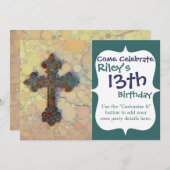Cooles Christliches Kreuz-Mosaikmuster Einladung (Vorne/Hinten)