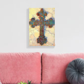 Cooles Christliches Kreuz-Mosaikmuster Leinwanddruck (Insitu (Wohnzimmer))