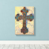 Cooles Christliches Kreuz-Mosaikmuster Leinwanddruck (Insitu (Holzboden))