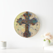 Cooles christliches Querkreis-Mosaik-Muster Große Wanduhr (Zuhause)