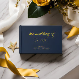 Cooles Classic Navy Blue und Gold Wedding Guest Bo Gästebuch