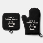 Cooles Coffee Shop Logo Ofenhandschuh & Topflappen-Set (Vorderseite)