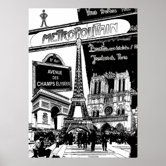 Cooles Collage of Foto Illustrations of Paris Poster (Vorne)