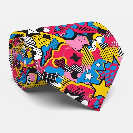 Cooles Comic-Pop-Tiled-Muster Krawatte (Gerollt)