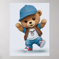 Cooles Comic Teddy Bear im Hip Hop Stil Kunst Kuns