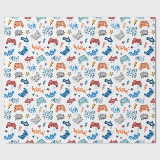 Cooles Controllermuster mit Text für Gamer Geschenkpapier (Flach)